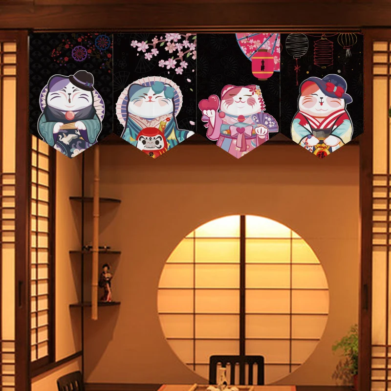 Commercial Printing Rates - Rideau demi-triangle japonais Lucky Cat, rideau